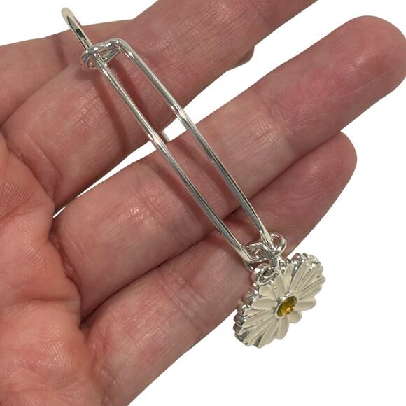 Alex and Ani Silver Bracelet with Daisy Charm - Picture 5 of 6